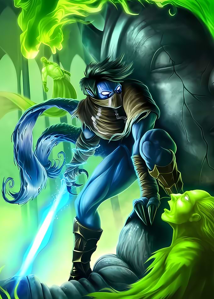 Blue Warrior with Energy Sword