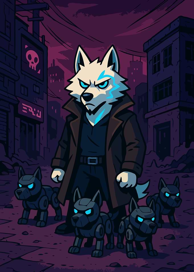 Cyber Alpha Wolf and Robotic Hounds