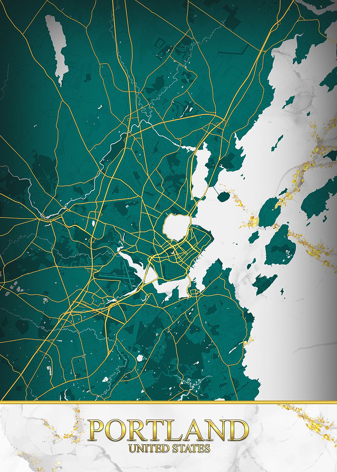 Portland, Maine Kintsugi Map Art