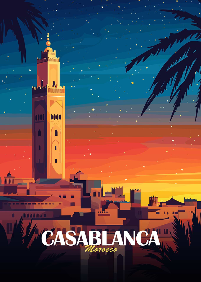 Casablanca Morocco Travel Poster