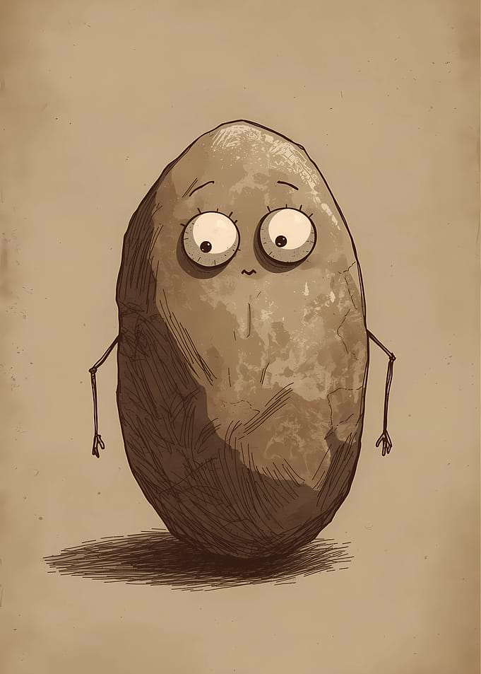 Cartoon Rock Character with Googly Eyes
