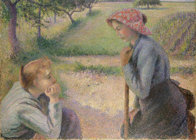Two peasant women in a field