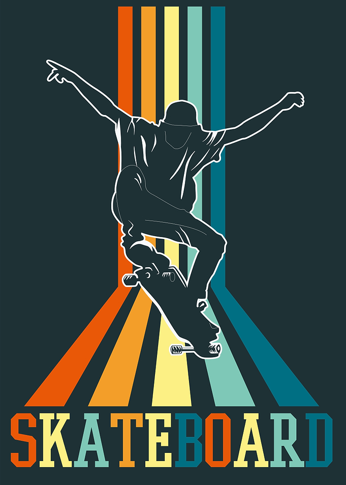 Skateboard Retro Style Illustration