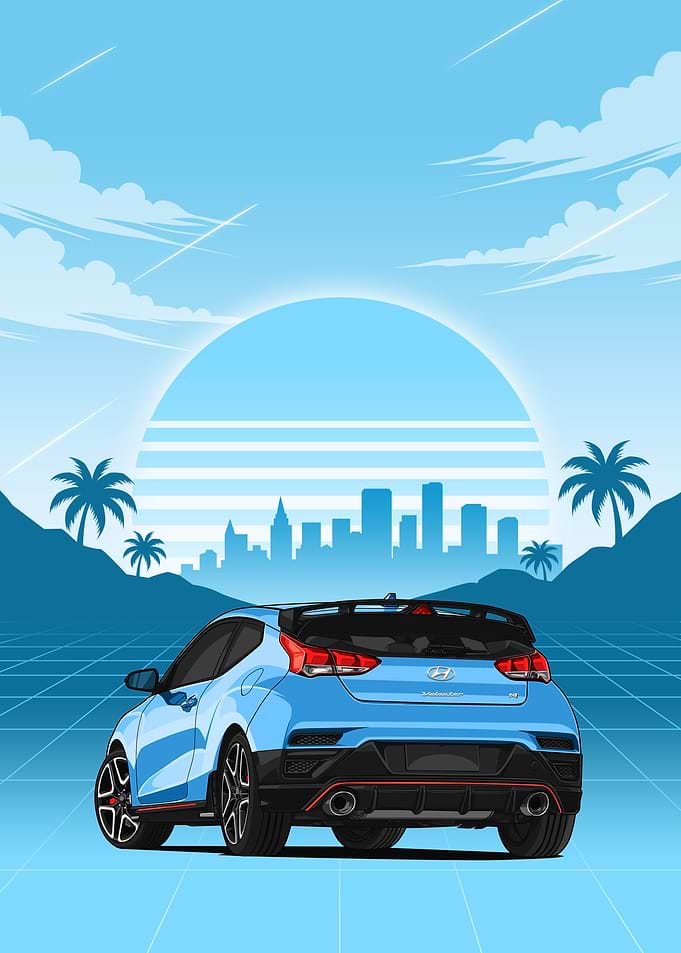 Hyundai Veloster N Retro Cityscape