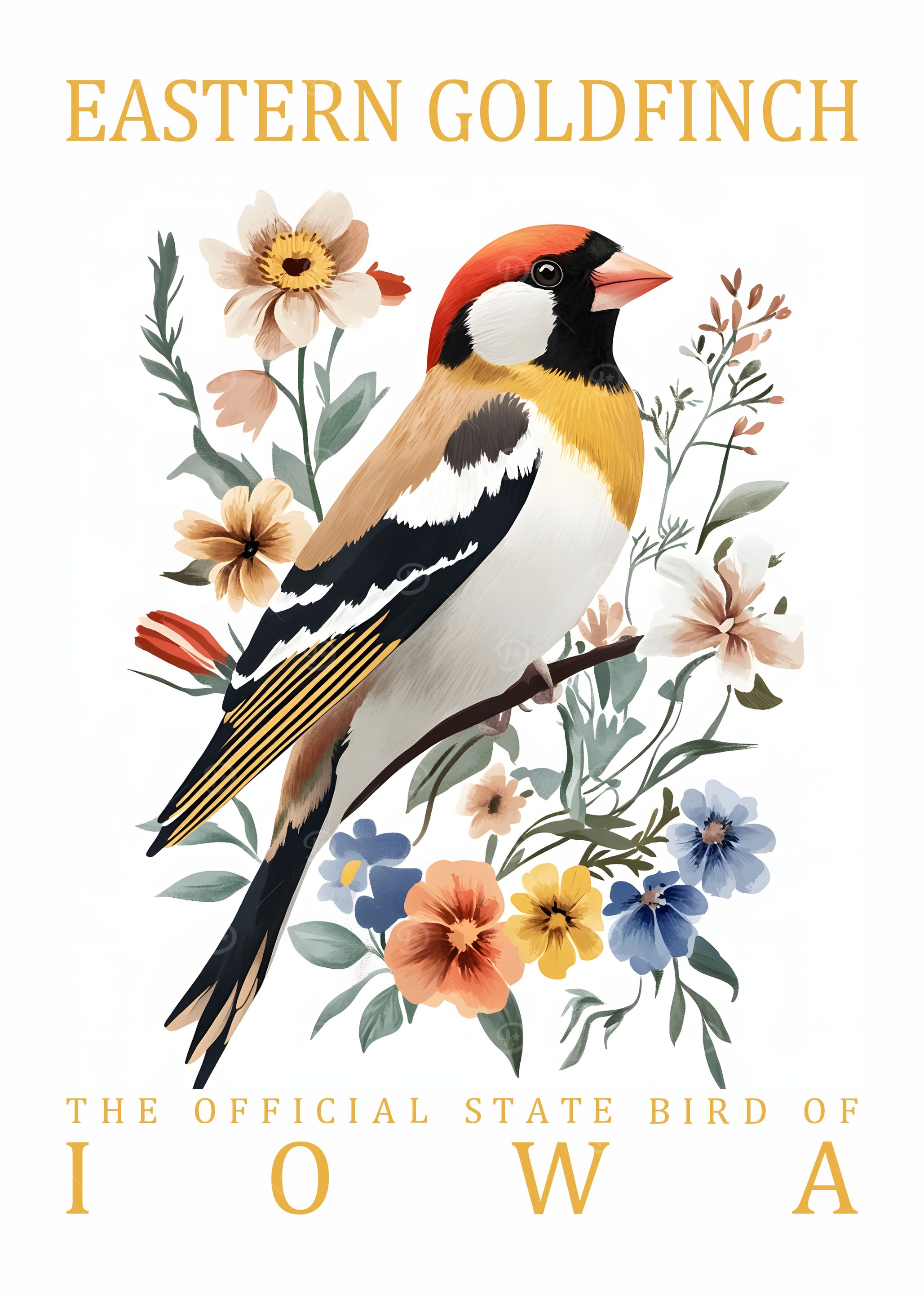 Eastern Goldfinch Iowa State Bird Art