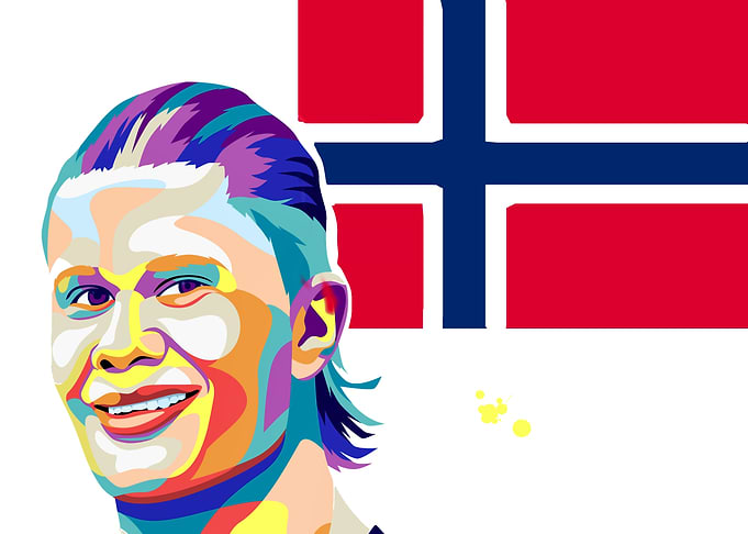 Erling Haaland Pop Art Norway Flag