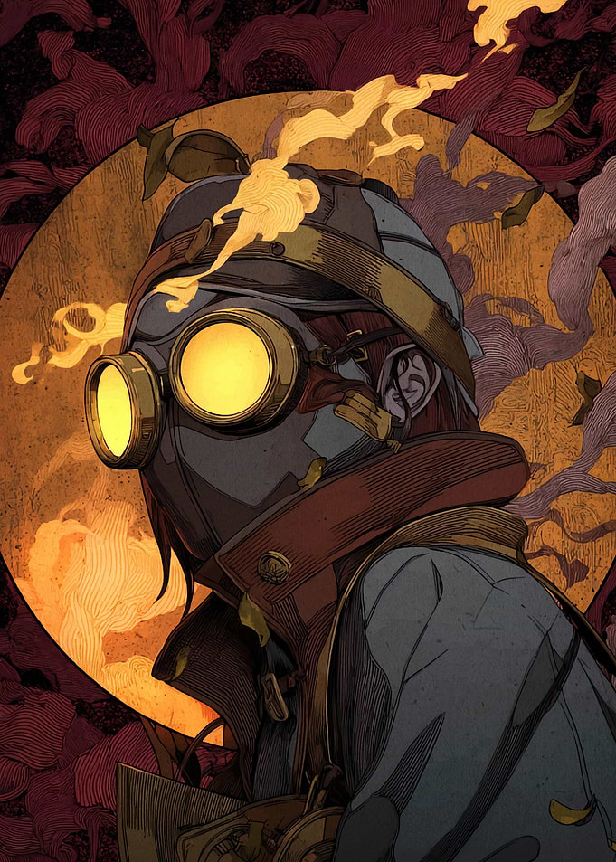 Steampunk Character with Goggles and Mask