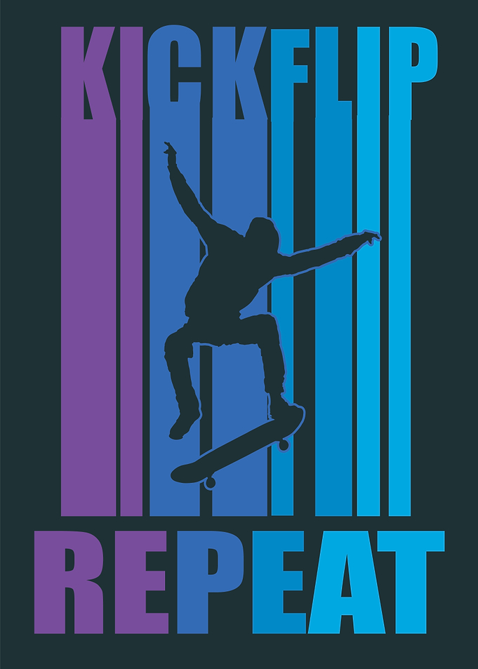 Kickflip Repeat Skateboard Graphic