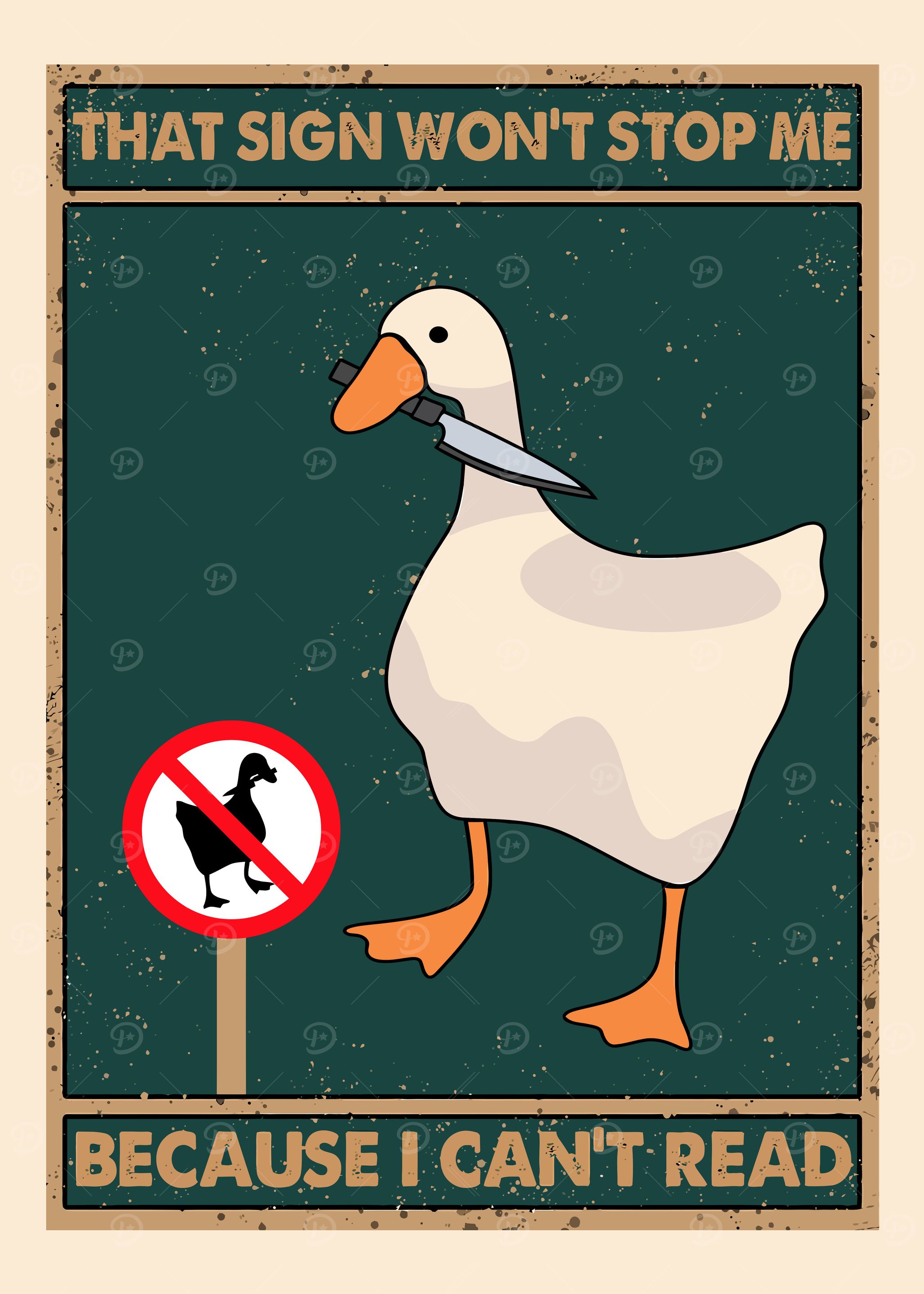 Goose with Knife Funny Poster