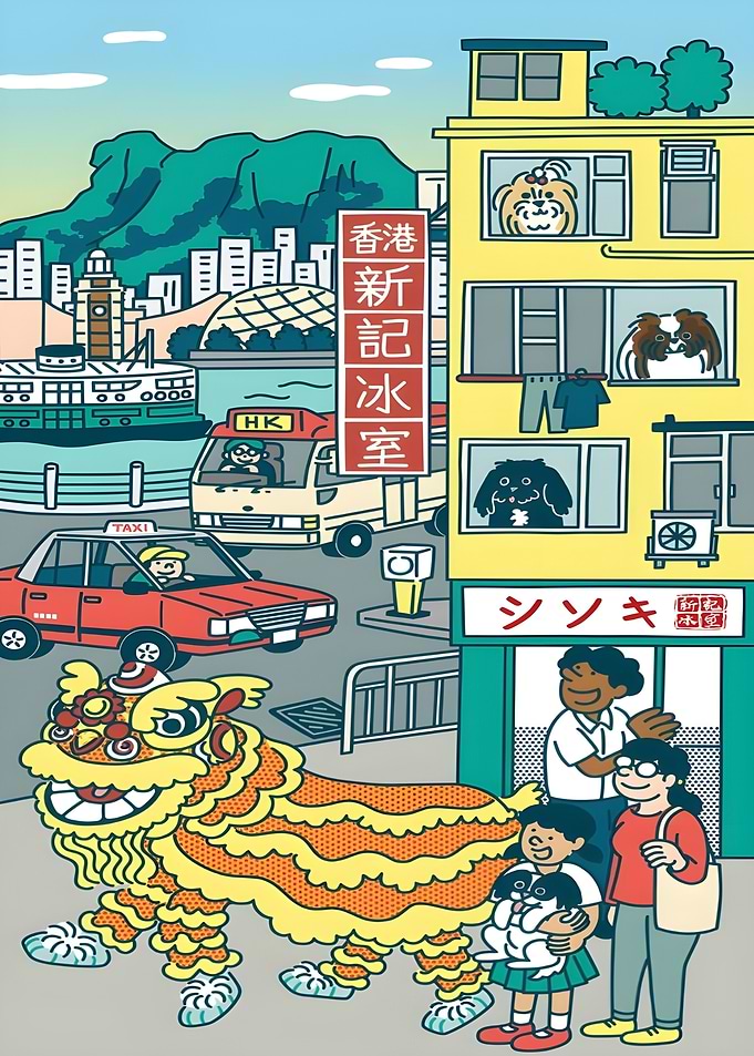 Hong Kong Street Scene Illustration