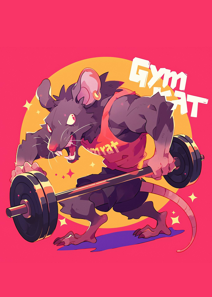 Gym Rat Cartoon Illustration