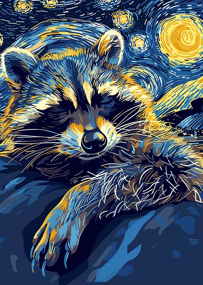 Starry Night Raccoon
