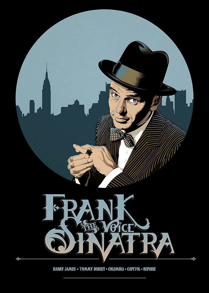 Frank Sinatra Portrait with New York Skyline