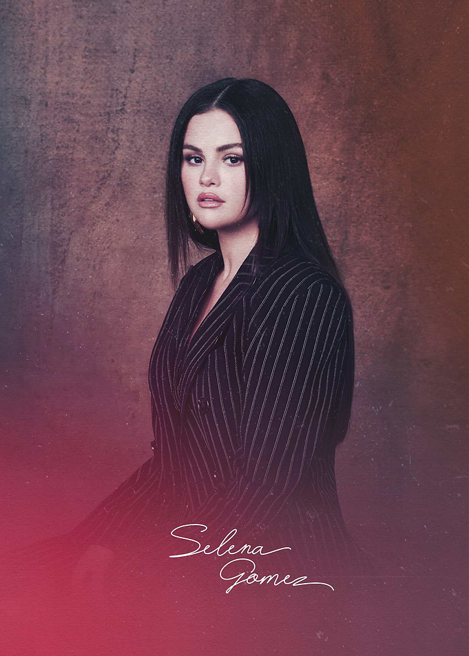 Selena Gomez Portrait in Pinstripe Blazer