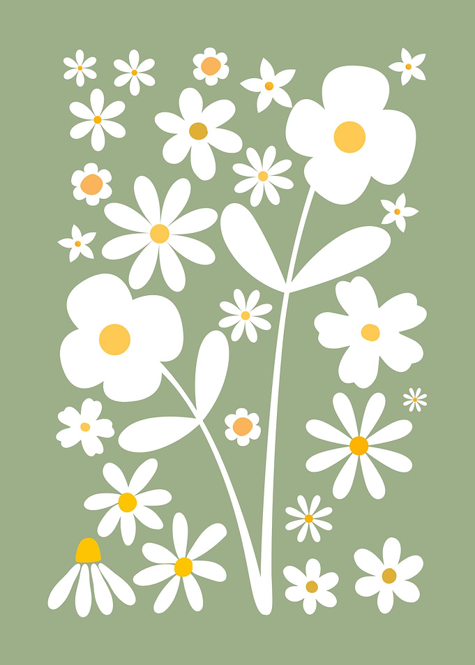 Floral Pattern with White Daisies