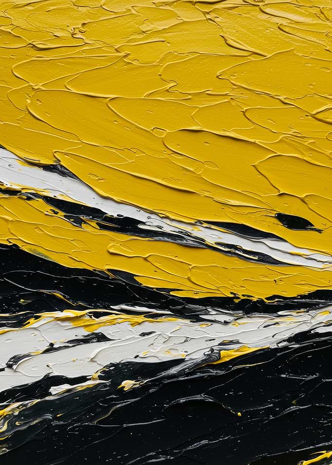 Abstract Yellow, White, and Black Painting
