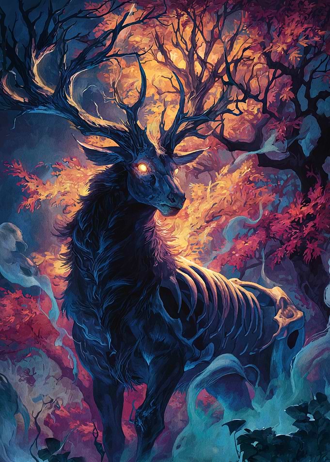 Ethereal Deer in Autumnal Forest