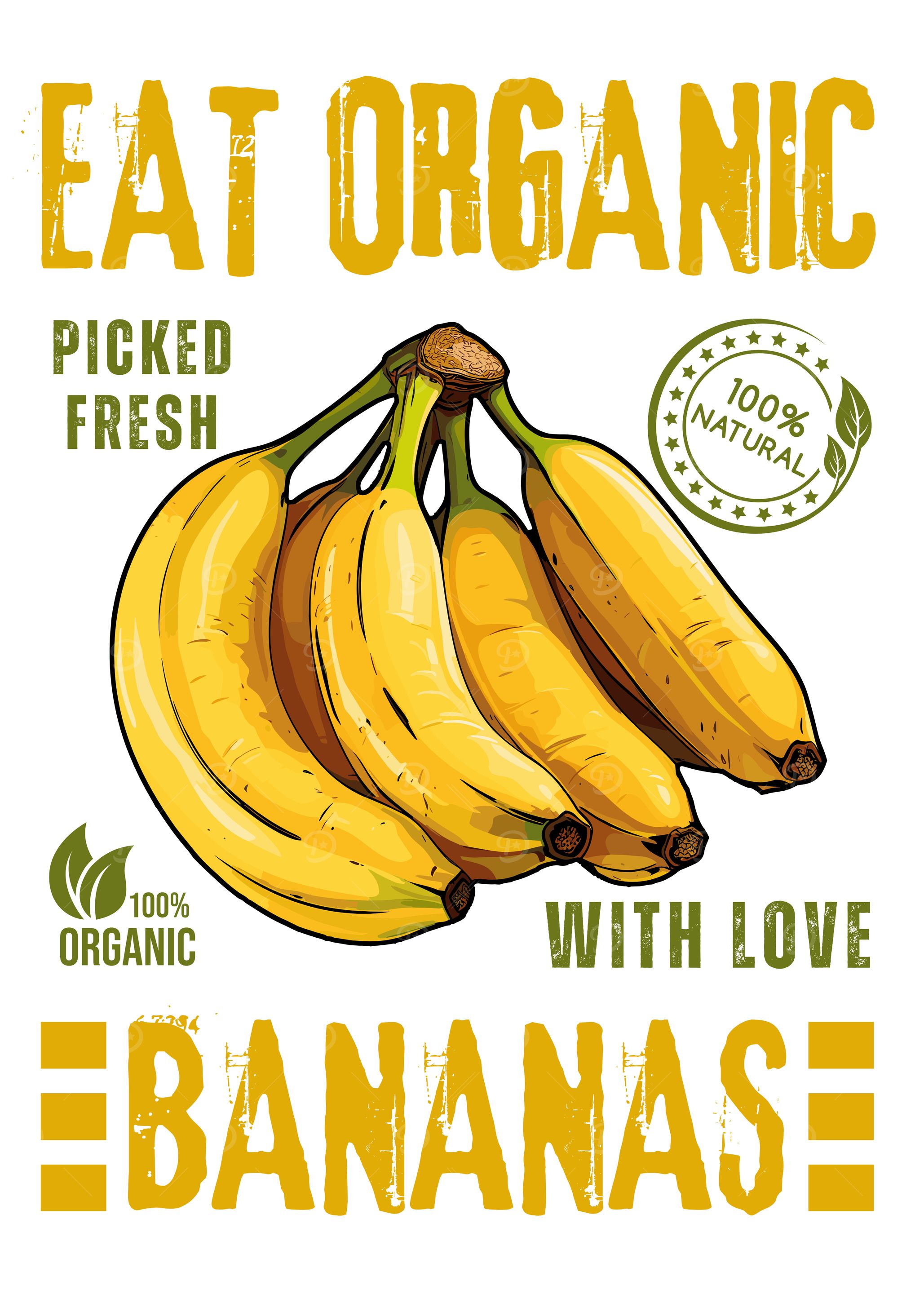Organic Bananas Fresh Fruit Vegan Food