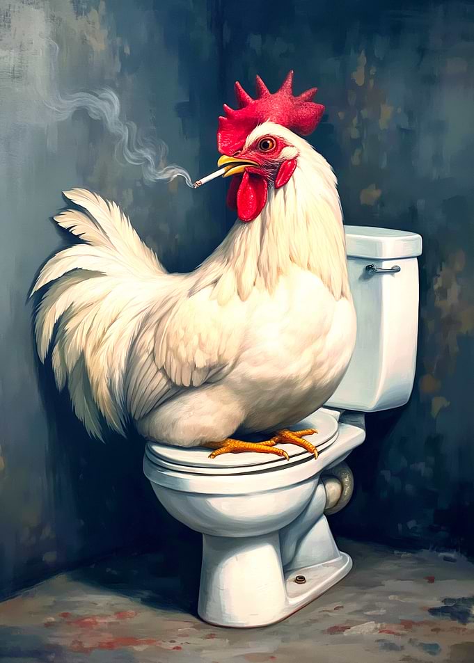 Smoking Chicken on Toilet