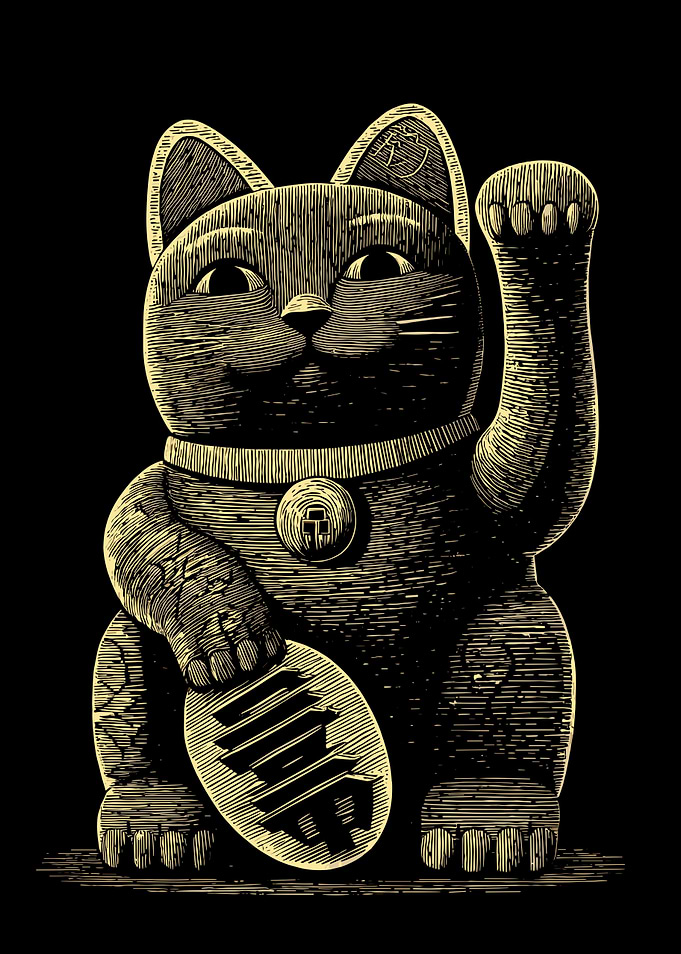 Maneki Neko Lucky Cat Illustration