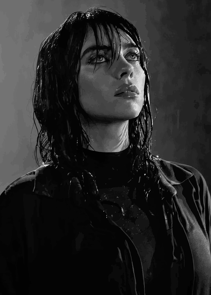 Billie Eilish Black and White Portrait