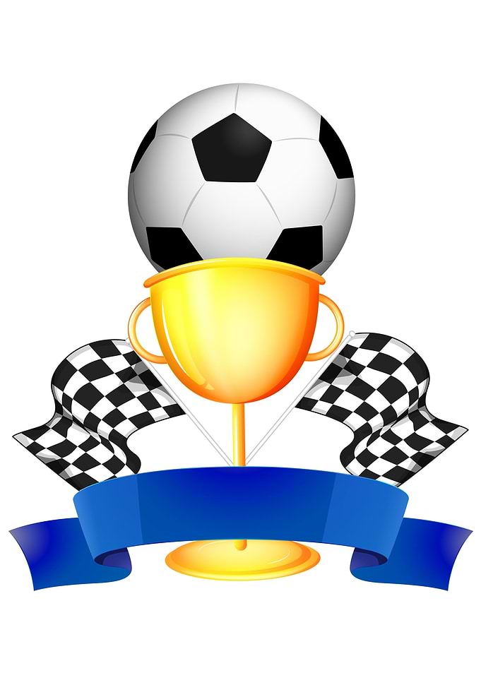 Soccer Trophy with Flags and Ribbon