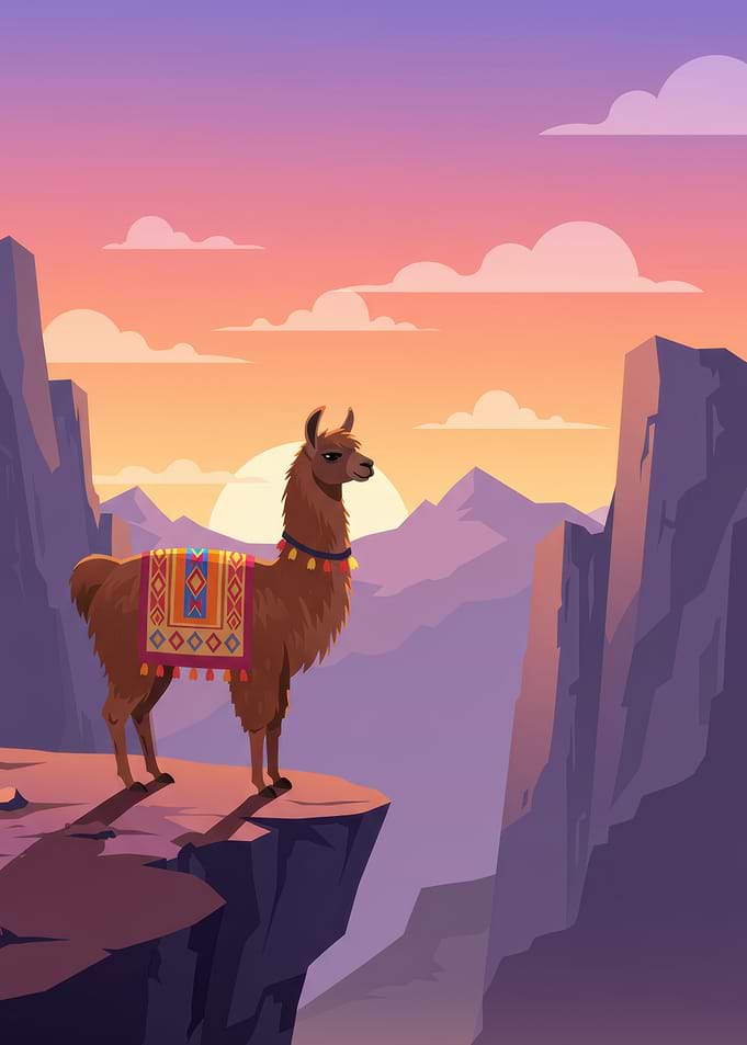 Llama at Sunset Mountain Vista