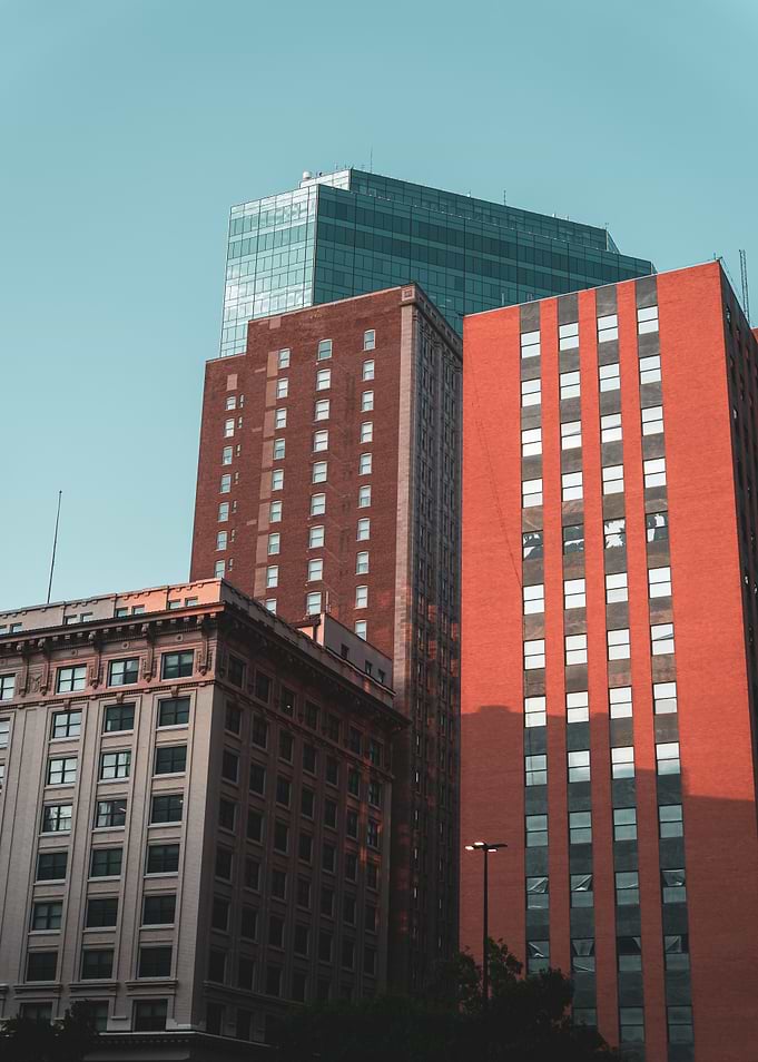Urban Architecture: Skyscrapers Against Blue Sky
