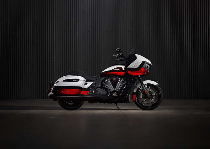 Red and White Motorcycle Studio Shot
