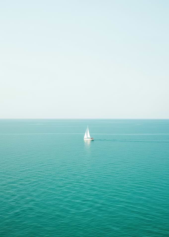 Sailboat on Calm Turquoise Sea