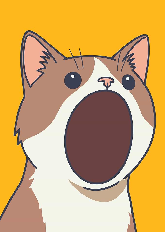 Surprised Cat with Open Mouth