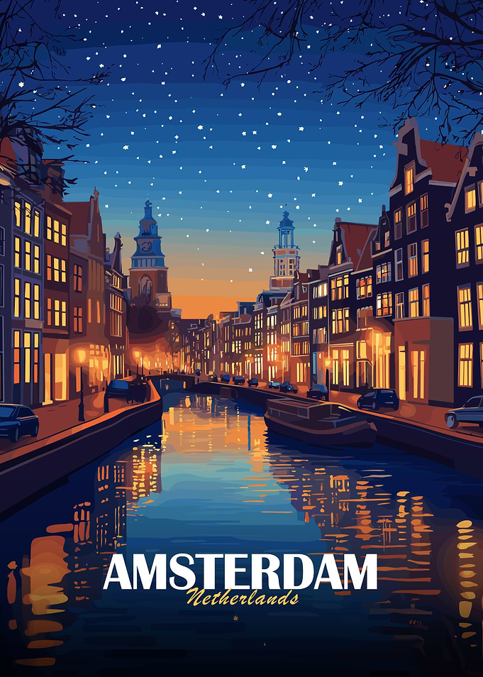 Amsterdam Netherlands Night Cityscape