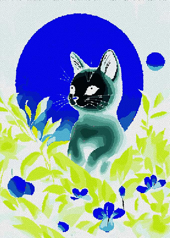 Cat in Garden Mosaic