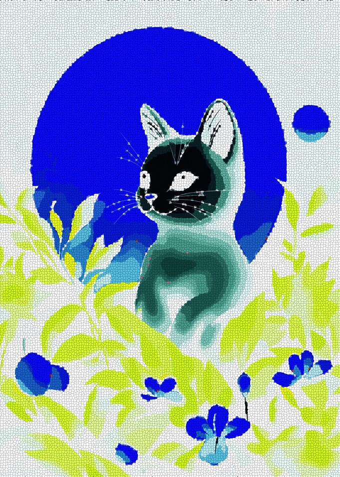 Cat in Garden Mosaic