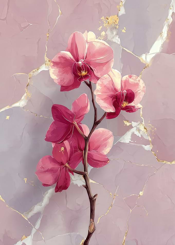 Pink Orchid on Pink Marble