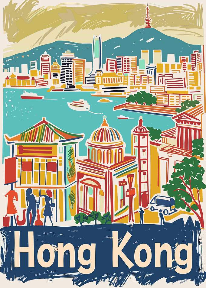 Hong Kong Travel Poster Illustration