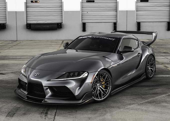 Gray Toyota Supra with Performance Upgrades