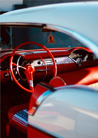 Classic Car Interior: Red and White