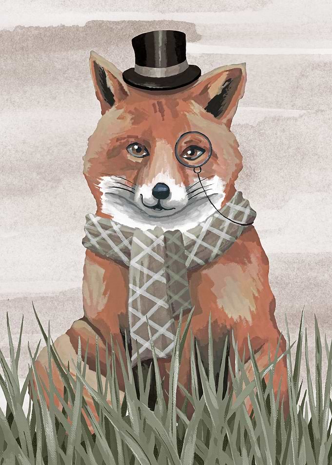 Fox with Monocle and Top Hat