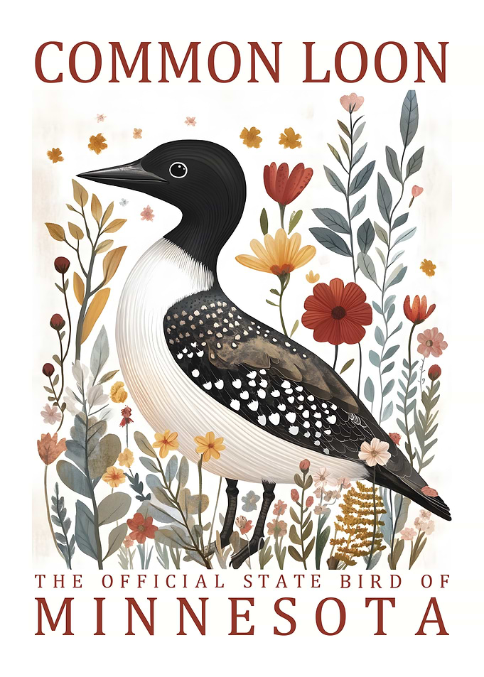 Common Loon Minnesota State Bird Art