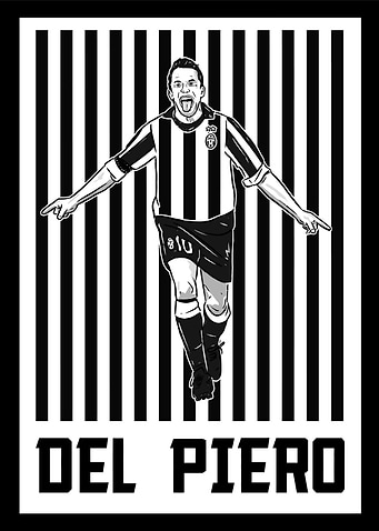 Football Player Soccer Celebration Black and White Art