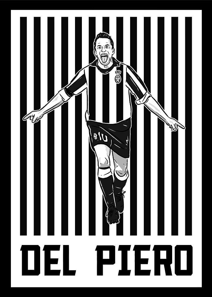 Football Player Soccer Celebration Black and White Art