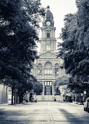 Historic Courthouse in Black and White