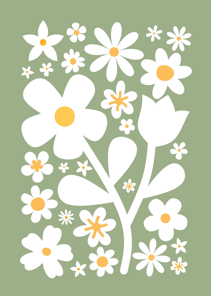 Floral Pattern with White Flowers