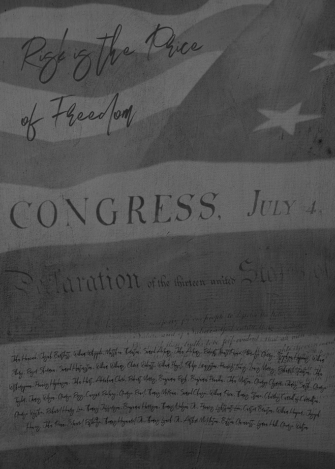 Declaration of Independence with Flag Overlay