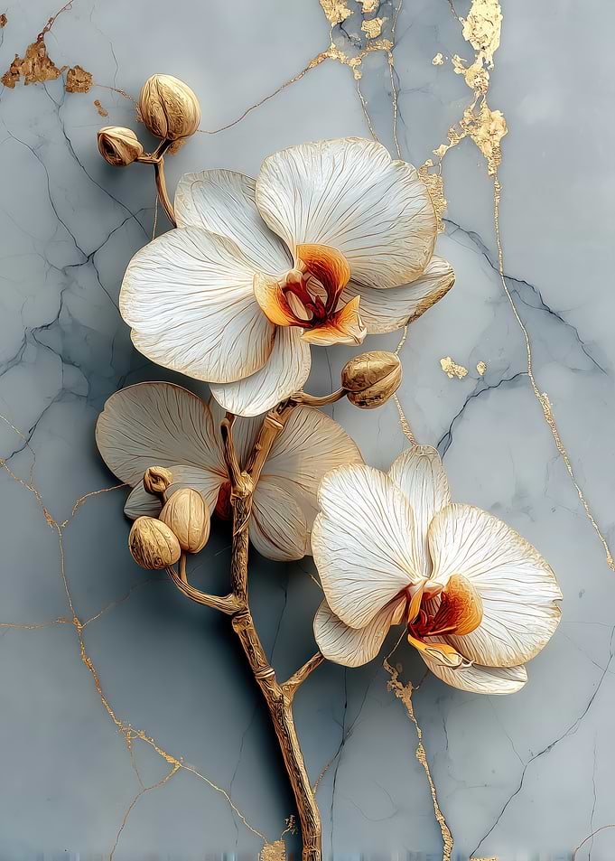 Elegant Orchid on Marble