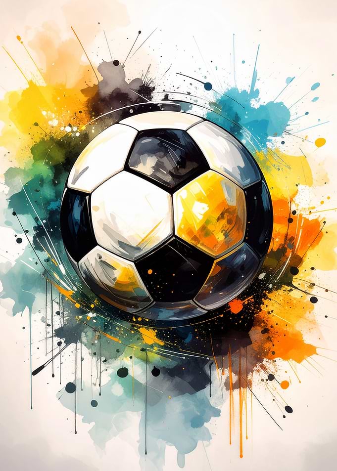Watercolor Soccer Ball Art