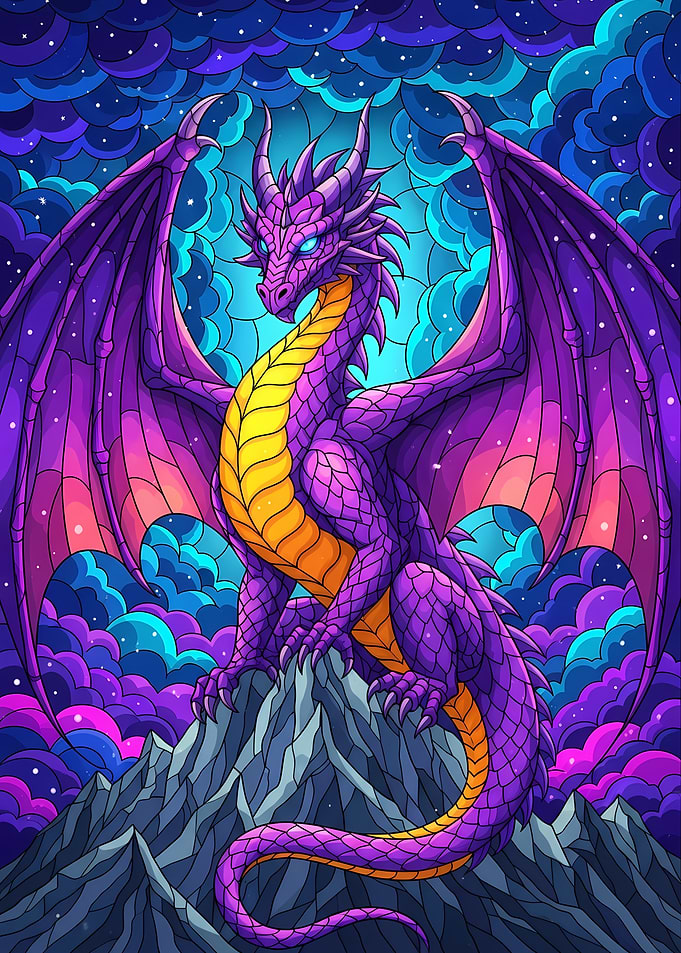 Purple Dragon on Mountain Peak