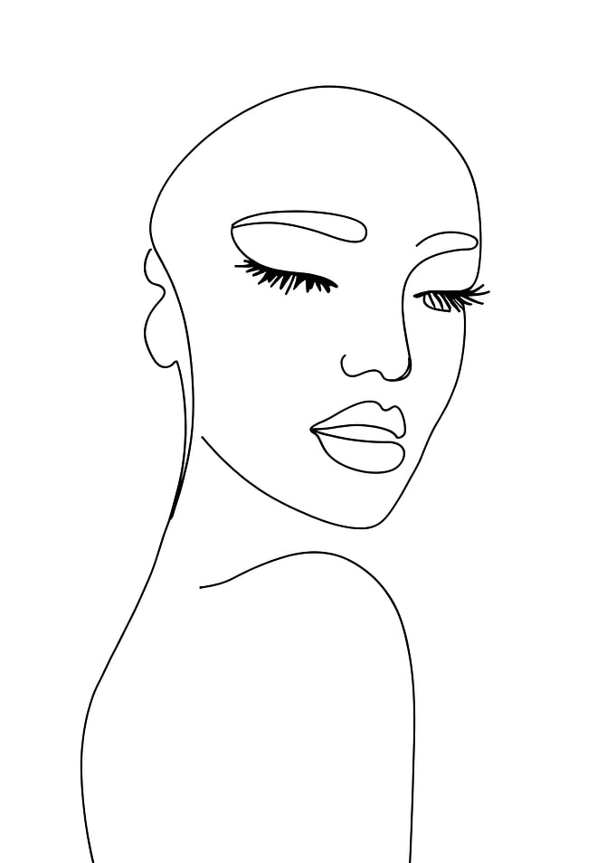 Minimalist Woman Portrait Line Art
