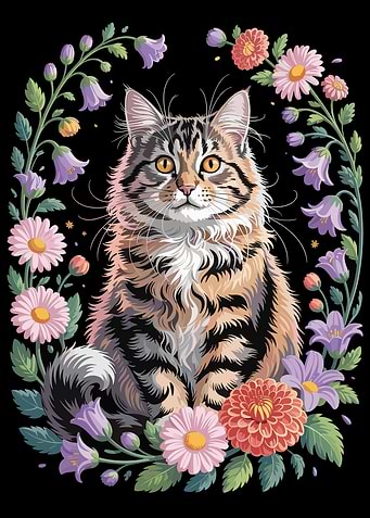 Golden Eyed Cat in Bloom